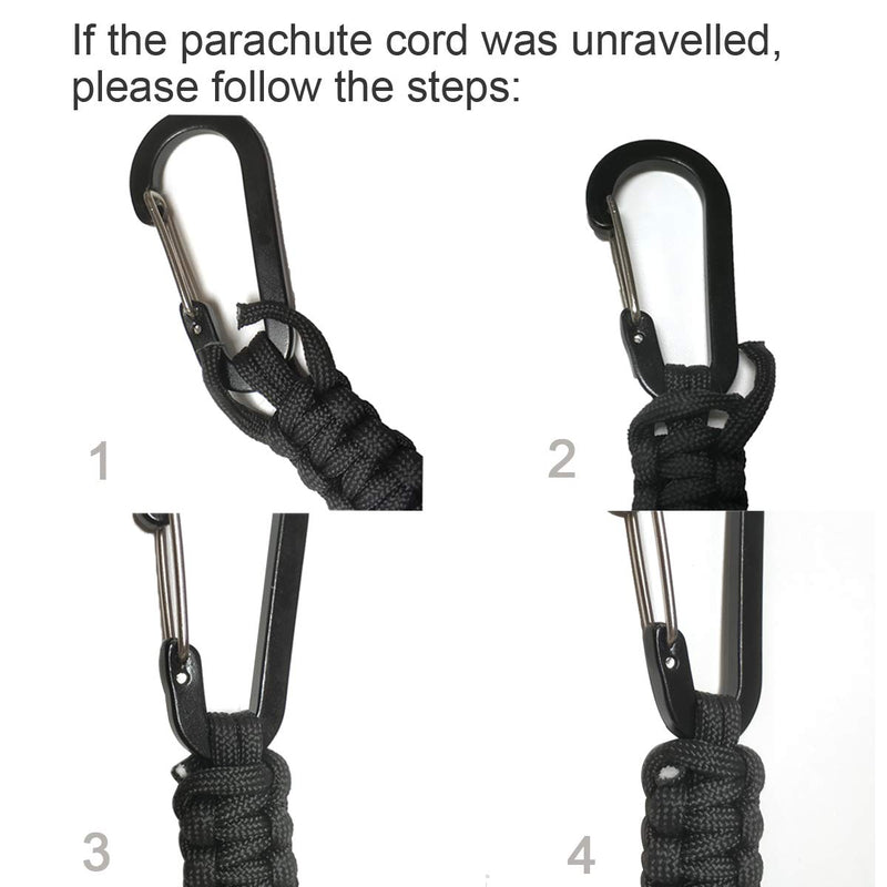 Keychain Carabiner with Key Ring - GREATRIL Paracord Key Chain Hanger Heavy Duty Clips for Outdoor Boys/Girls/Men/Women 2 Black - BeesActive Australia