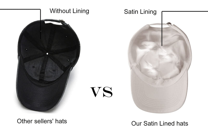 Leotruny Satin Lined Baseball Cap Combats Frizzy Hair Adjustable Dad Hat C02-white - BeesActive Australia