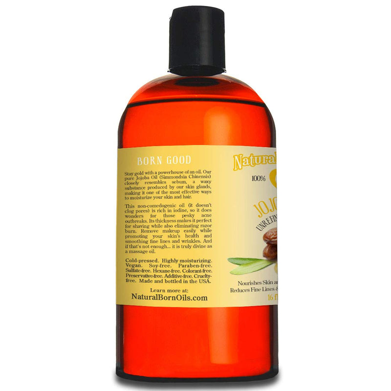 16oz Jojoba Oil, 100% Pure and Natural, Unrefined, Organic, Golden Oil Moisturizer for Skin and Hair - Includes Pump & Flip Cap - BeesActive Australia