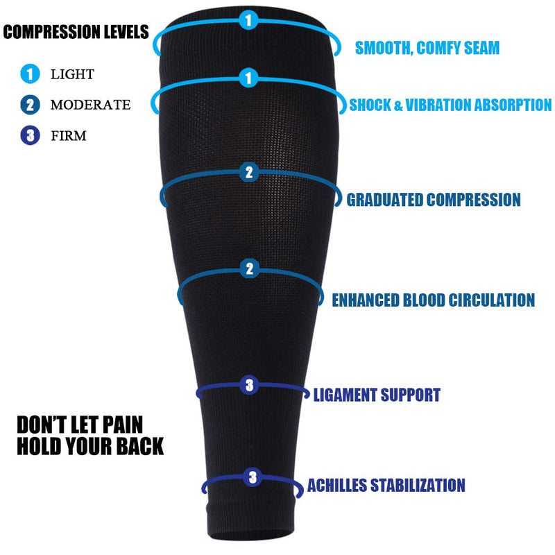 [AUSTRALIA] - SuMade Womens Leg Compression Sleeves for Shin Splint Calf Support Sport Sleeves for Running Nursing Sports Recovery Black 12in - 14in Calf (L/XL) 