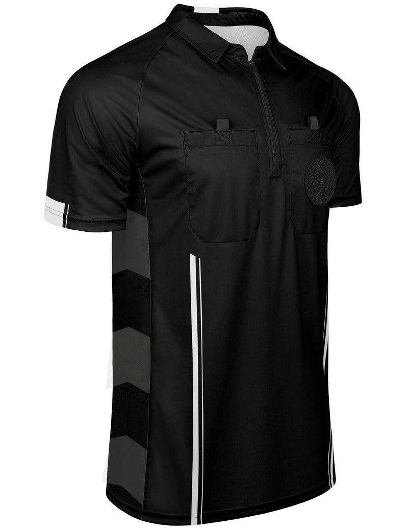 FitsT4 Pro Soccer Referee Jersey Short Sleeve Ref Shirts Black X-Small - BeesActive Australia