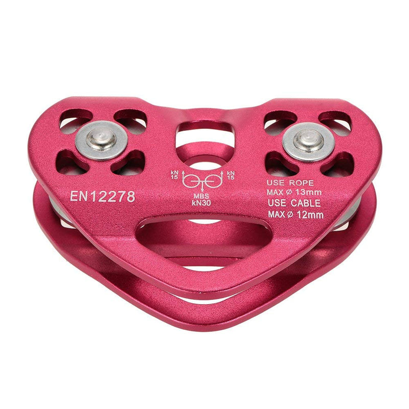 Lixada Climbing Pulley Zip Line Pulley 20kN Bearing Mobile Pulley with 25kN Screw Locking Carainber for Rigging Climbing Burgundy - BeesActive Australia