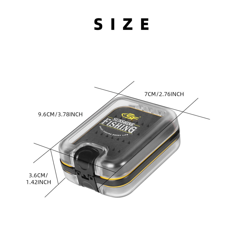 SF Fly Fishing Box Double-Sided Small with Lanyard Waterproof Pocket Clear Lid Easy Grip Foam Insert Black - BeesActive Australia