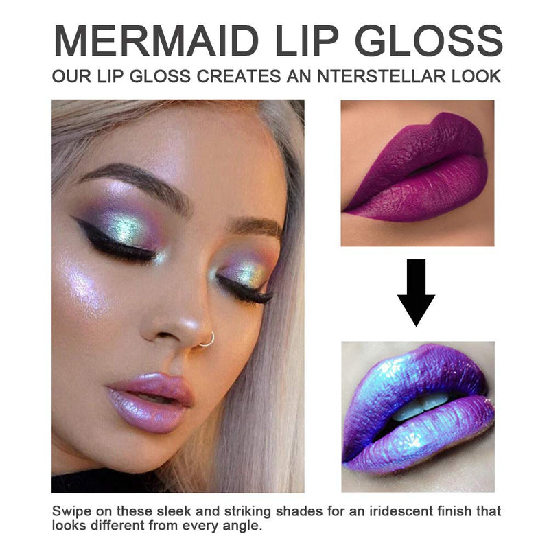 Glitter Liquid Lipsticks Set of 6 Diamond Shimmer Metallic Lipstick Waterproof Long Lasting Shinning Iridescent Mermaid Shimmer Lip Gloss Face Eye Cosmetic Glow Shimmer Makeup Kit (6 Pcs) - BeesActive Australia