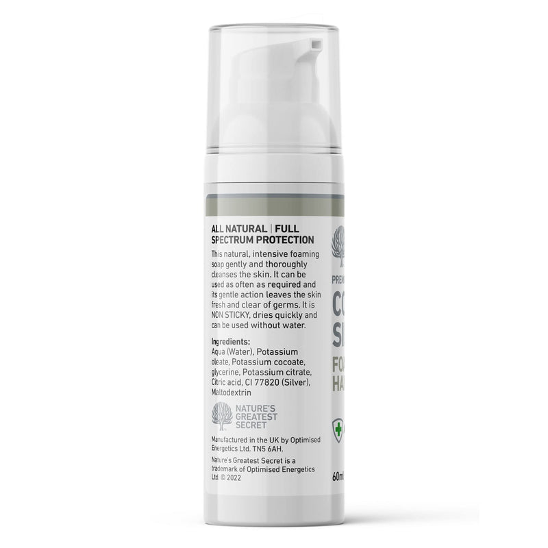 Nature's Greatest Secret All Natural Premium Quality Antibacterial Colloidal Silver Foaming Soap Handfoam 60ml - BeesActive Australia