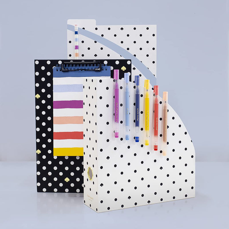 Kate Spade New York Vertical File Folder Set of 6, Letter Size/A4 Filing Organizers with Sticker Labels, Black Spade Dot - BeesActive Australia