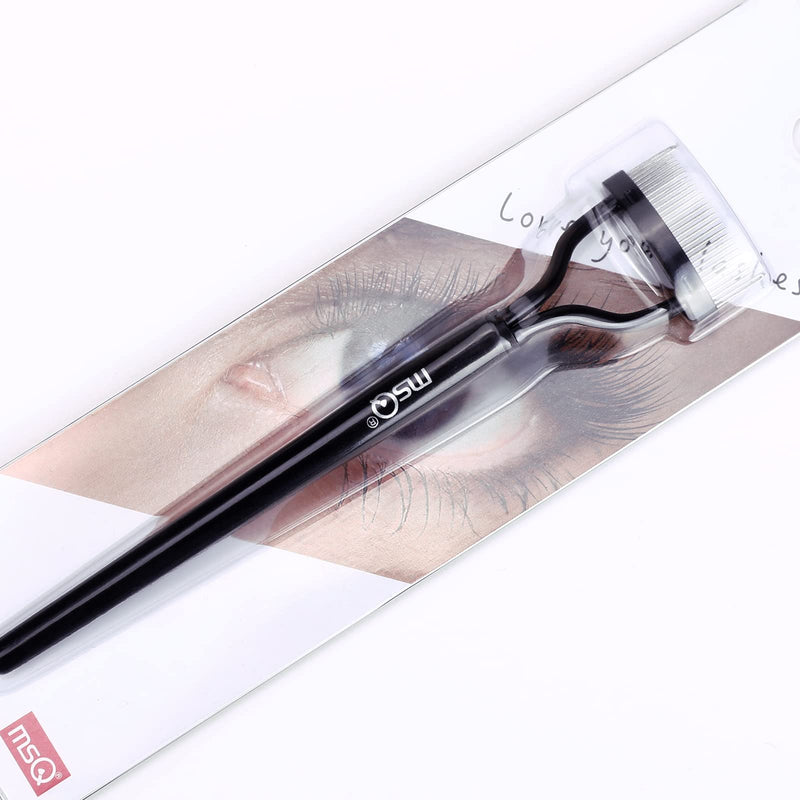 Eyelash Comb Curler Eyebrow Brush MSQ Eyelash Separator Mascara Applicator Eyelash Definer With Comb Cover Arc Designed Cosmetic Brushes Tool Black - BeesActive Australia