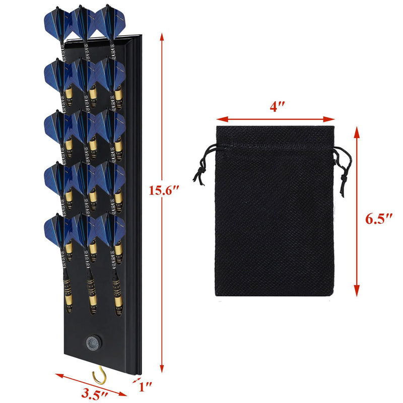 Wall Mounted Darts Holder Displaying 15pcs Steel Tip or Soft Tip Darts | Dart Caddy for Wall with Metal Hook, Come with Darts Throw Line Marker, Accessory Bag, and Darts Sharpener W/1 Darts Holder - BeesActive Australia