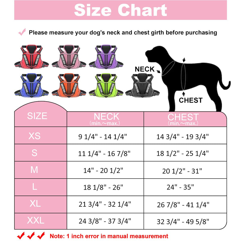 voopet Service Dog Harness, Easy On and Off Over Head Dog Vest Harness Fasten Quickly, Breathable and 3M Reflective Adjustable Pet Halters with Easy Control Handle for Small Medium Large Dogs X-Small (Pack of 1) Pink - BeesActive Australia