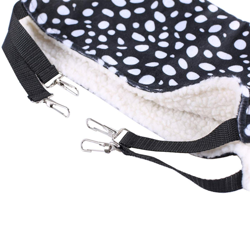 Wontee 2 Pack Small Animal Hammock Soft Fleece Sleeping Bed for Mice Rat Chinchilla Guinea Pig Ferret Kitten Cat Rabbit L: 20.83x13.76inch Black White Dot - BeesActive Australia