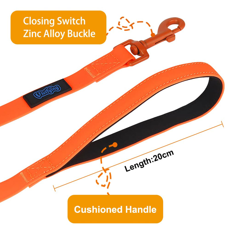 Vivifying Waterproof Dog Leash, 6/20/32ft Dog Training Leash Durable PVC Coated Webbing Long Leash with Soft Handle for Camping, Backyard Playing, Beach and Lake Orange 20ft - BeesActive Australia