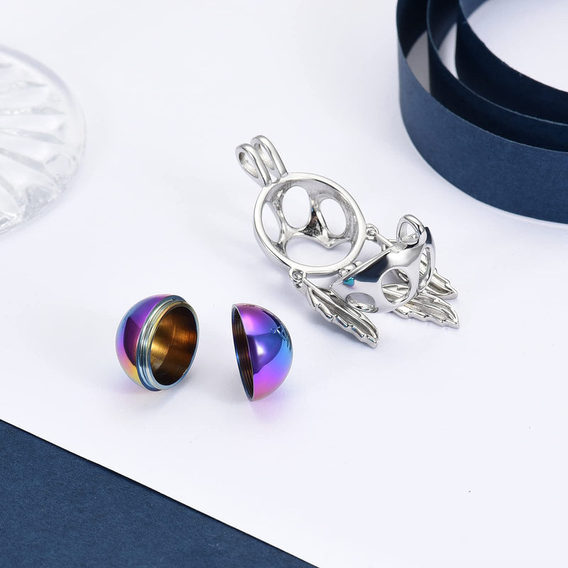 constantlife Dreamcatcher Urn Necklace for Ashes Pet Cremation Jewelry 316L Stainless Steel Hollow Paw Locket Memorial Pendant Dog Cat Keepsake Gift for Women Men Silver-Colorful - BeesActive Australia
