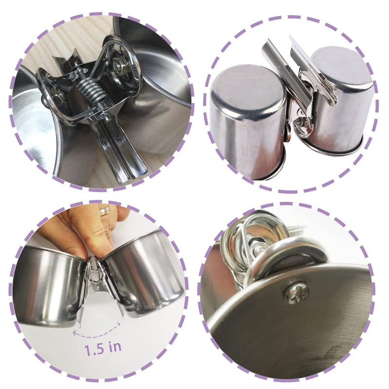 Texsens Bird Feeding Cups - Parrot Food Dish Stainless Steel Parrot Feeders Water Cage Bowls with Clamp Holder for Parakeet African Greys Conure Cockatiels Budgies Chinchilla Small Animal - BeesActive Australia