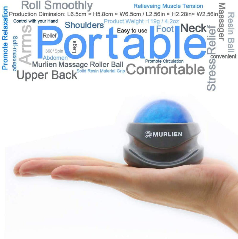 MURLIEN Massage Roller Ball, Tight and Sore Muscles Relief, Manual Massager, Alleviating Shoulder, Arms, Back, Legs, Calves or Muscle Tension - Blue - BeesActive Australia