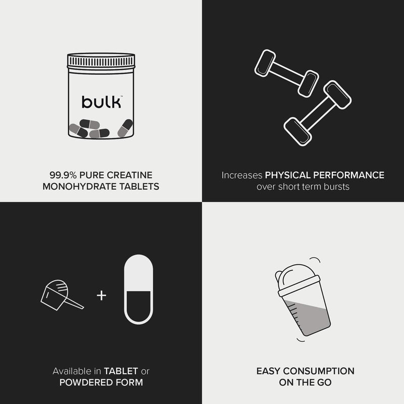 Bulk Creatine Monohydrate Tablets, 1000 mg, Pack of 90, Packaging May Vary 90 Tablets (Pack of 1) - BeesActive Australia
