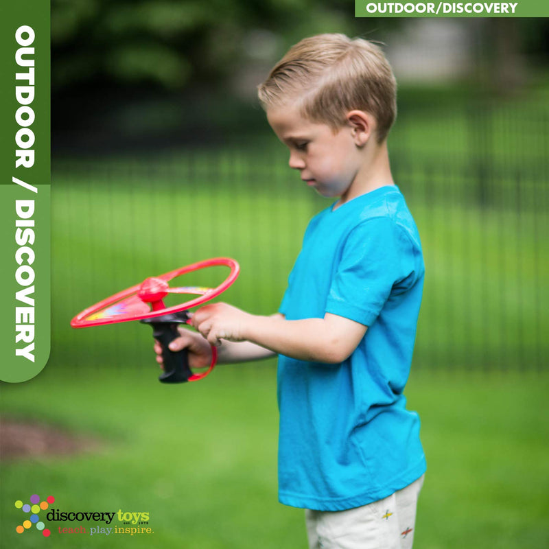 [AUSTRALIA] - Discovery Toys Sky Spin Flying Aerial Disc Launcher | 2 Large Wings Kid-Powered Learning | STEM Toy Early Childhood Development 6 Years and Up Original 