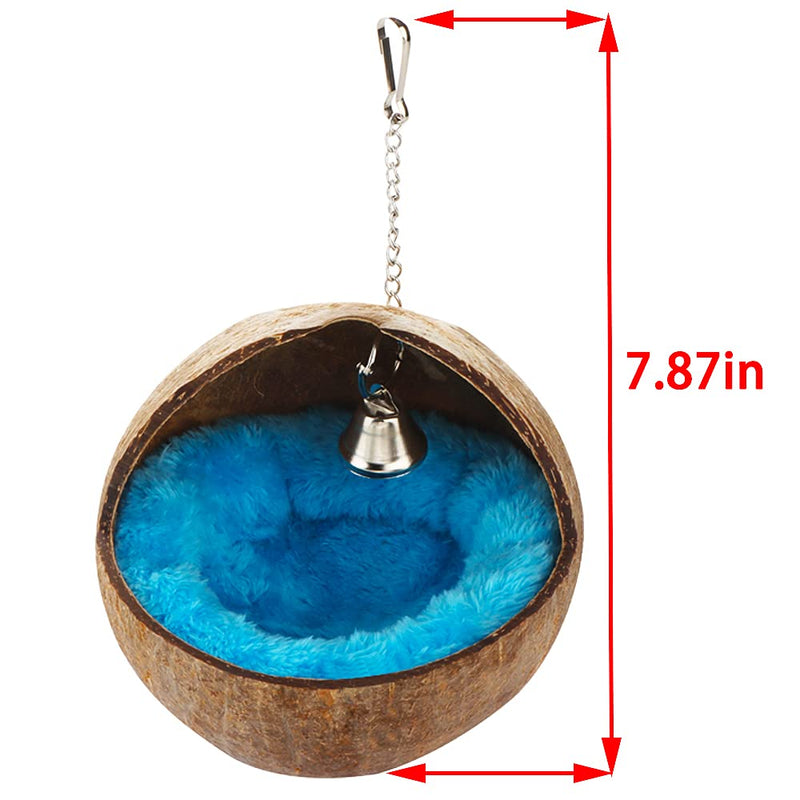 VTurboWay 2 Pcs Natural Coconut Shell Bird Nest House Bed Breeding Nesting Anti-Pecking Bite with Warm Pad and Bell for Bird Parrot Budgie Parakeet Cockatiel Conure Lovebird Canary Finch - BeesActive Australia