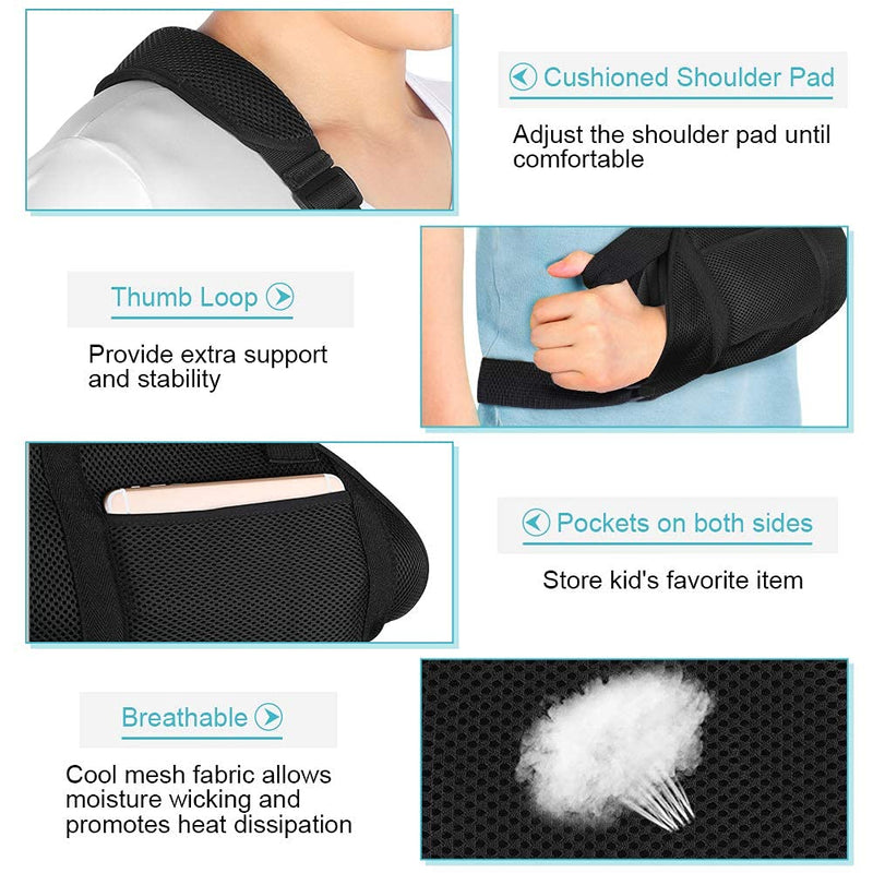 Child Arm Sling, Breathable Arm Support Sling with Waist Strap, Medically Approved Shoulder Immobilizer for Kids, Broken Elbow, Wrist, Arm, Shoulder Injury, Rotator Cuff, Left or Right Arm Kid Arm Sling - 02 - BeesActive Australia
