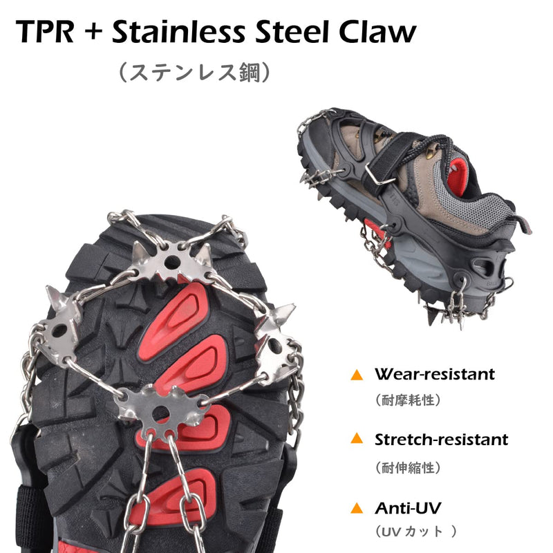 TRIWONDER Ice Cleats Crampons Traction Snow Grips Ice Grippers for Boots Shoes Women Men Kids Anti Slip 18 24 Stainless Steel Spikes Safe Protect for Hiking Fishing Walking Climbing Mountaineering Black - 24 Spikes Medium - BeesActive Australia