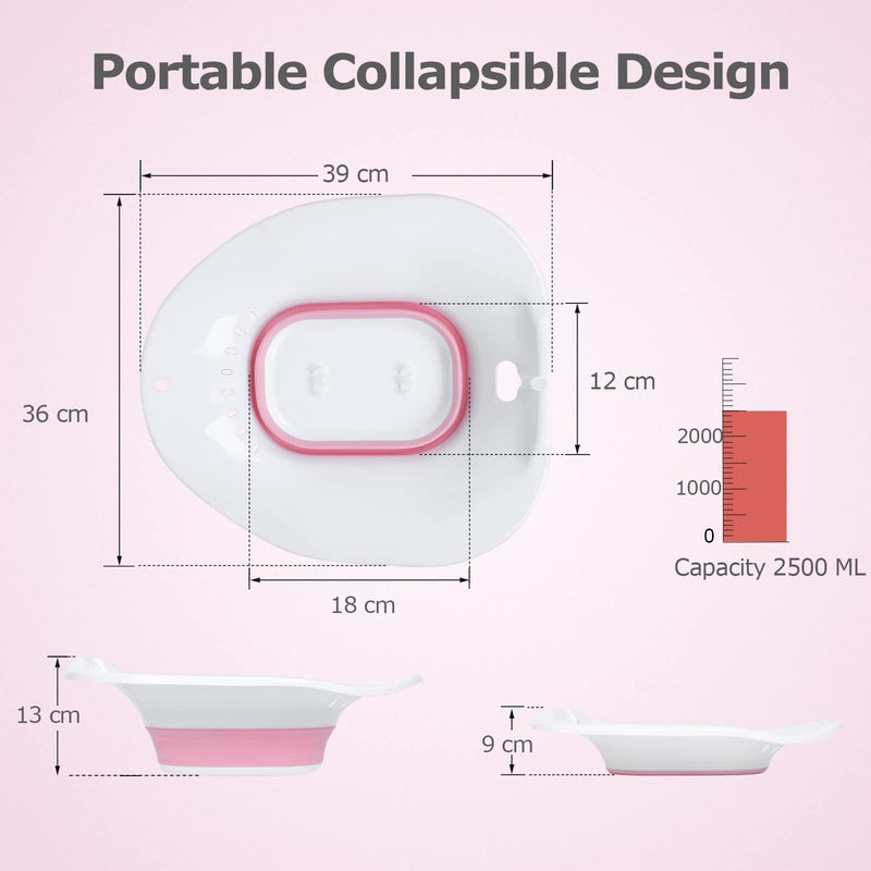 Foldable Sitz Bath for Toilet Seat with Flusher, Sitz Basin for Hemorrhoids,Postpartum Care, Perineum Treatment, Cleansing & Detox,Yoni Steam Seat Fits Standard Toilets,Vaginal/Anal Soaking Steam Kit Sitz Bath With Flusher - BeesActive Australia