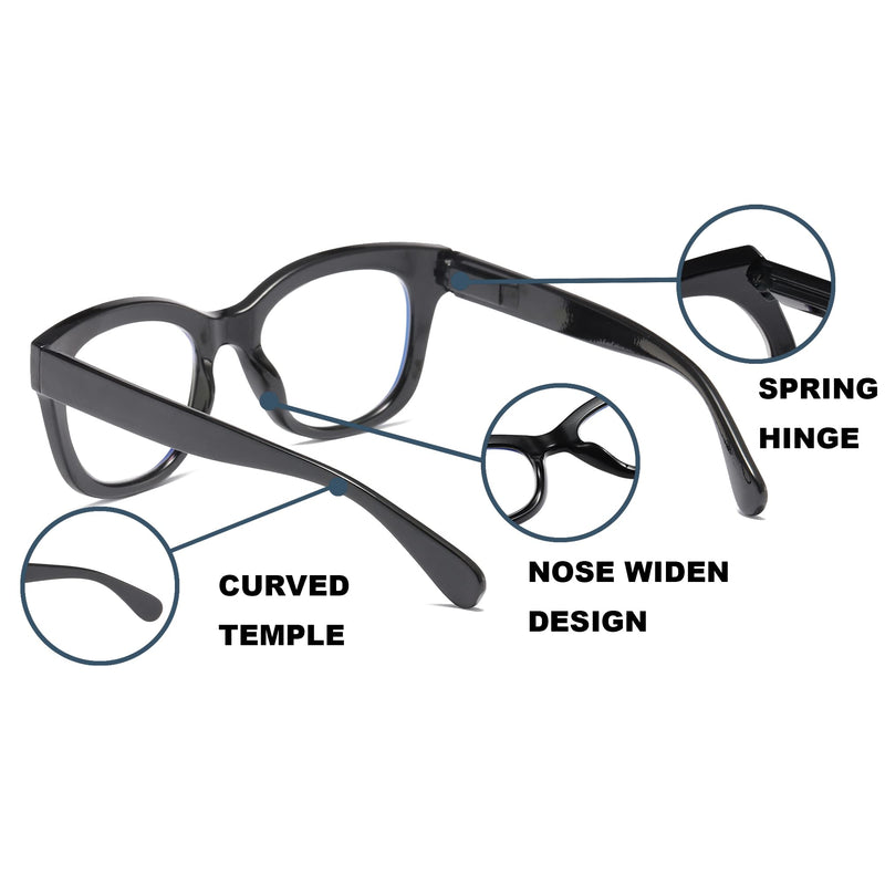 Oversized Reading Glasses For Women Blue Light Blocking Computer Readers Spring Hinge Retro 3 Pack +1.5 3 Mix 1.5 x - BeesActive Australia