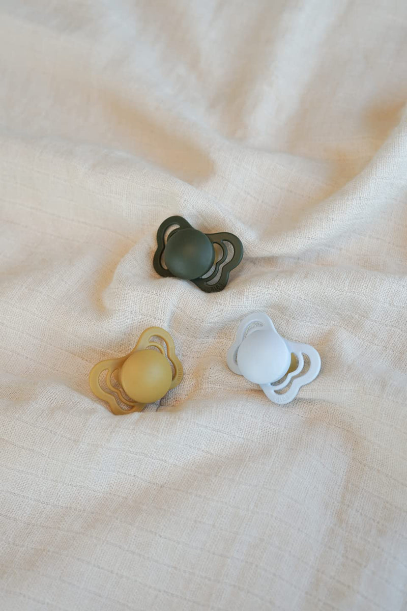 BIBS Pacifiers - Couture Collection | BPA-Free Baby Pacifier | Made in Denmark | Set of 2 Mustard Color Premium Soothers | Size 6-18 Months - BeesActive Australia