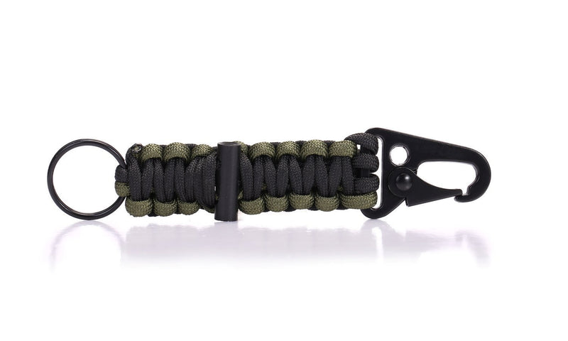 [AUSTRALIA] - EKLOEN 2 Pack Paracord Carabiner Survival Keychain Lanyard with Firestarter Black+Military Green 