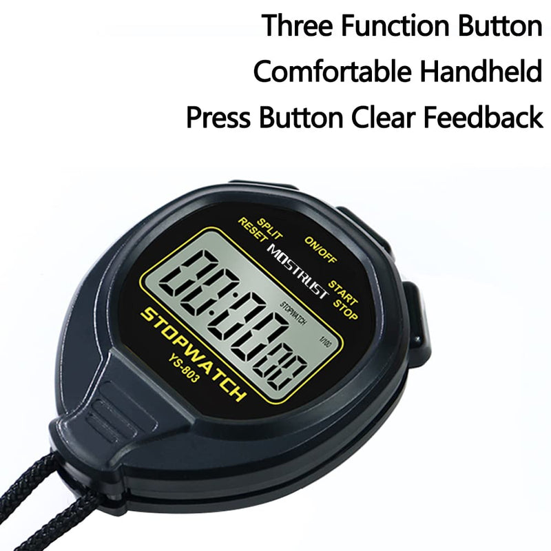 MOSTRUST Digital Waterproof Stopwatch, No Bells, No Clock, Simple Basic Operation, Silent, ON/Off, Large Display for Swimming Running Training Kids Coaches Referees Teachers (Yellow) Yellow - BeesActive Australia