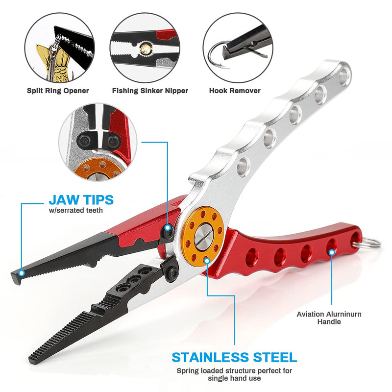 Lybile Fishing Pliers Set, Aluminum Fishing Pliers and Fish Lip Gripper Stainless Steel Multi-Function Fishing Accessories in Saltwater/Freshwater with Sheath and Lanyard for Fishmen - BeesActive Australia