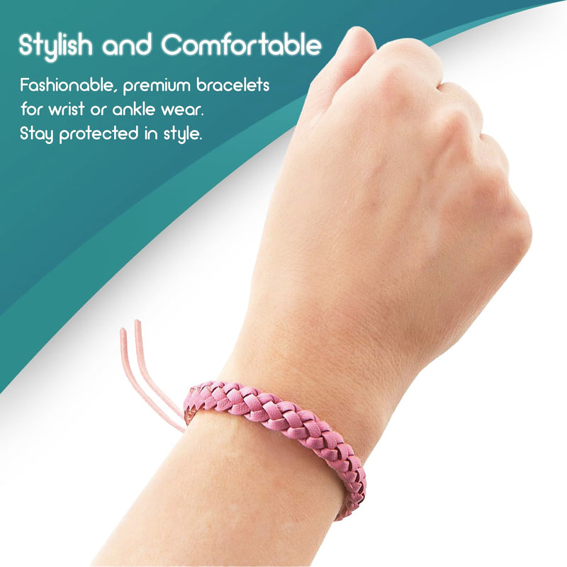SC Products 12 Pack Natural Mosquito Repellent Bracelets – Nature Leather Braided Wrist Bands for Children and Adults | Adjustable Leather Deet Free | 300-Hour Insect Repellent Protection Original Design - BeesActive Australia