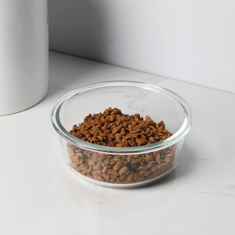 GDCZ Glass Raised Cat or Small Dog Bowls 18 Ounces Transparent - BeesActive Australia