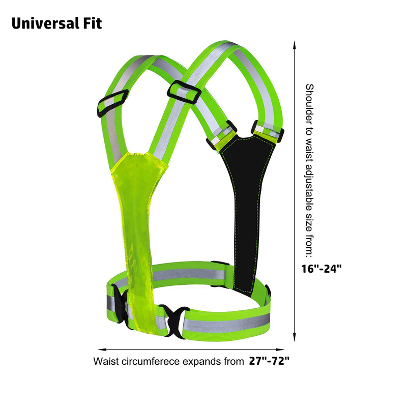 LED Reflective Vest Running Gear, USB Rechargeable LED Light Up Vest High Visibility with Adjustable Waist/Shoulder Green - BeesActive Australia