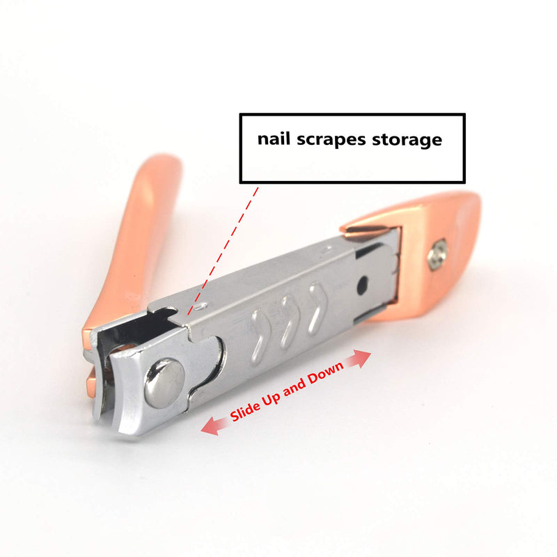 No Splash Nail Clippers Set with Nail File,Bionics Design Sharp Toenail Trimmer with Catcher Suitable for Thick Nails (Rose-Gold) Rose-Gold - BeesActive Australia