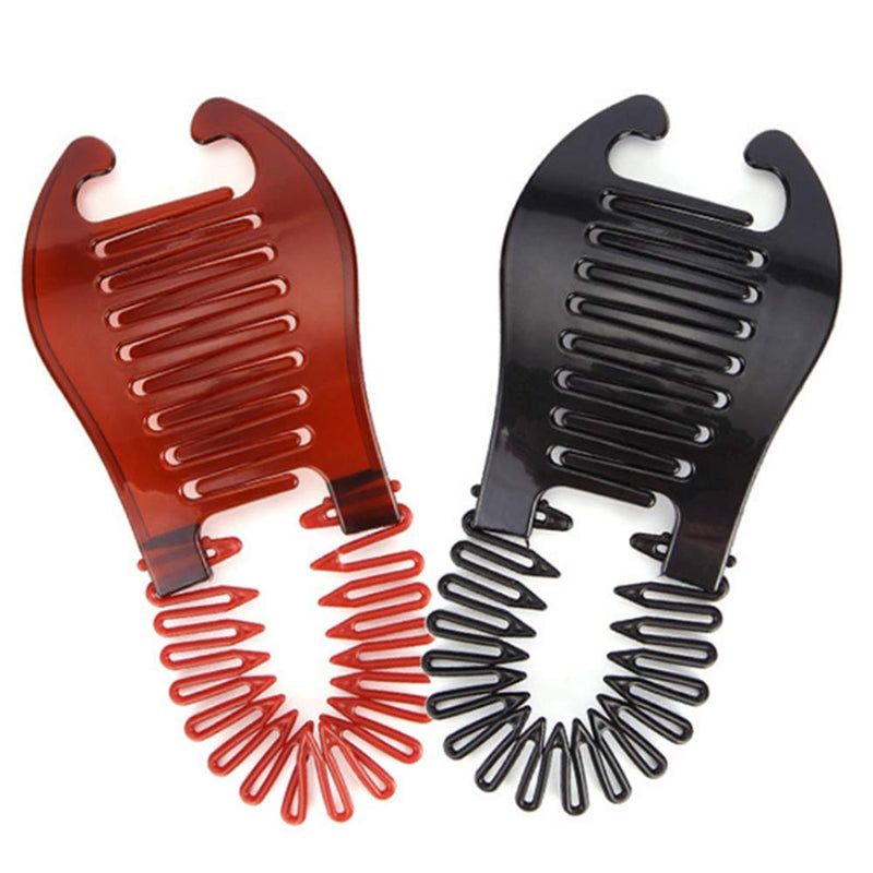 Banana Clip, 2 Pcs Interlocking Comb French Side Comb Bendable Plastic Hair Comb Ponytailer Hair Styling Tool Modern for Women Girls DIY Hair Style - BeesActive Australia