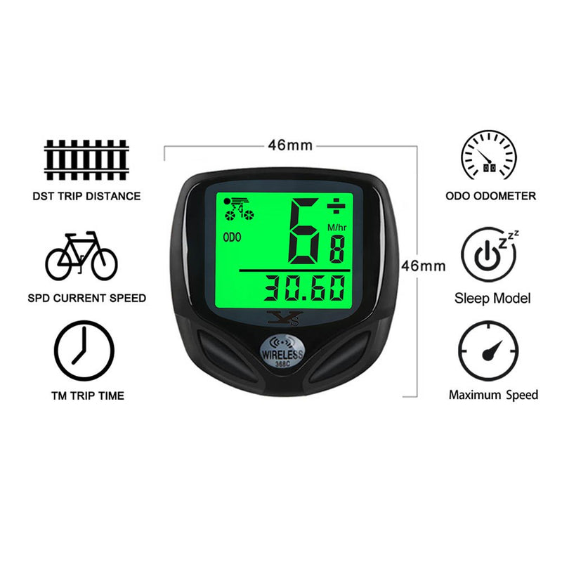 DINOKA Bike Speedometer Waterproof Wireless Bicycle Bike Computer and Cycling Odometer with Multi-Function LCD Backlight Display - BeesActive Australia