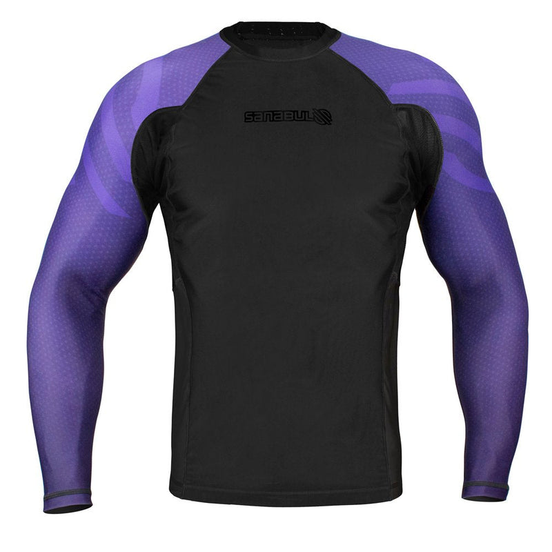 Sanabul Essentials Long Sleeve Compression MMA BJJ Wrestling Cross Training Rash Guard Purple Medium - BeesActive Australia