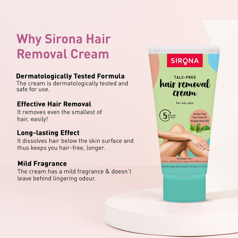 Sirona Hair Removal Cream, Normal Skin for Women - 1.76 Fl Oz | with Green Tea & Tea Tree | Ideal for Bikini Line ,Underarm, Legs 50 g (Pack of 1) - BeesActive Australia