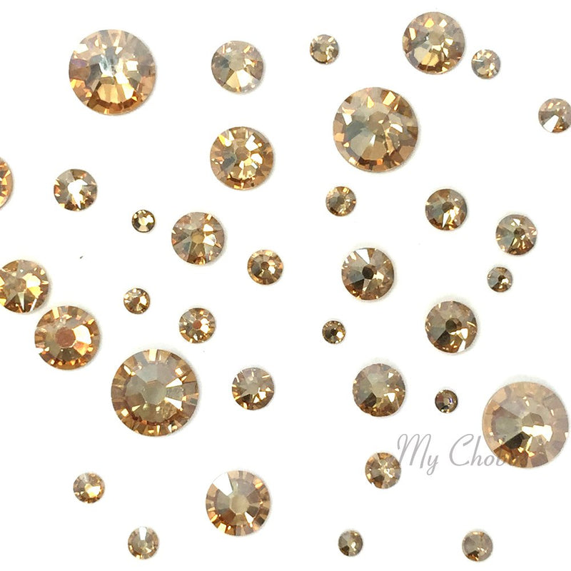 CRYSTAL GOLDEN SHADOW (001 GSHA) 144 pcs 2058/2088 SWAROVSKI Flatbacks rhinestones nail art mixed with Sizes ss5, ss7, ss9, ss12, ss16, ss20, ss30 - BeesActive Australia