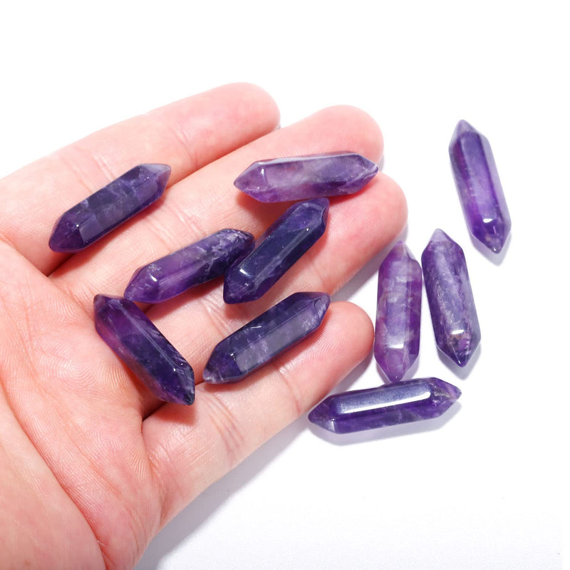 Wholesale 10pcs Natural Crystal Pendant Healing Quartz Stone Wands Set Hexagonal Reiki Stones Therapy Home Decoration B - BeesActive Australia