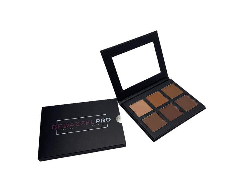 Bedazzel Pro Cosmetics Cream Contour and Highlighting Makeup Kit - Contouring Foundation/Concealer Palette - Vegan, Cruelty Free & Hypoallergenic (Deep) - BeesActive Australia