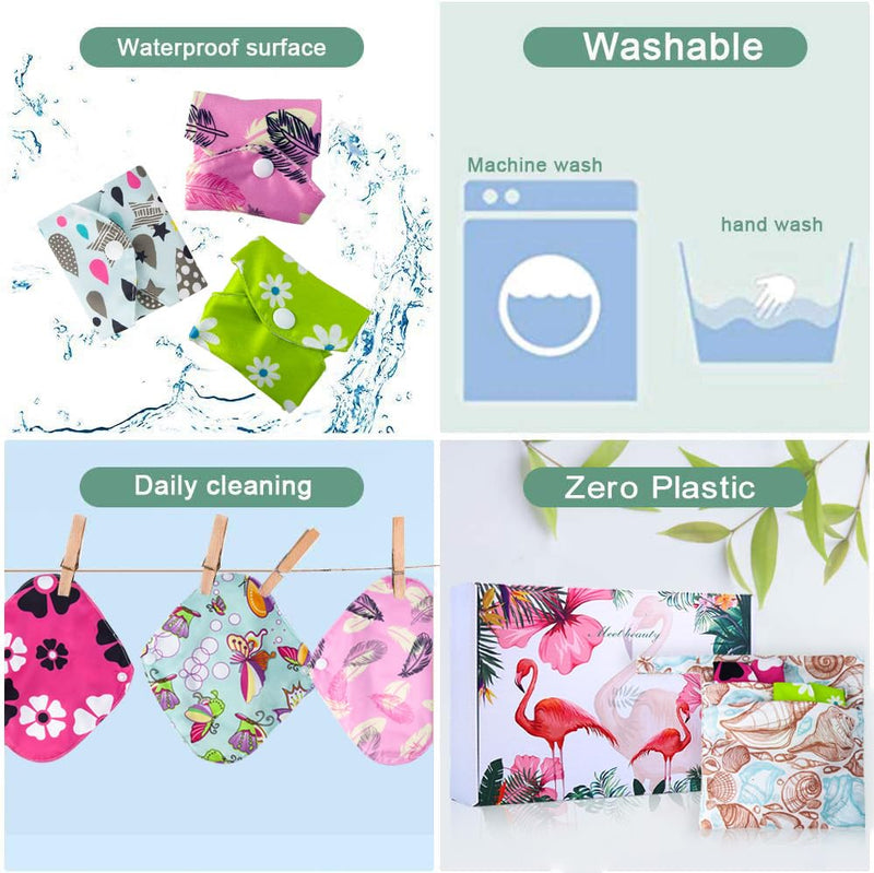 6PCS Small Cloth Menstrual Pads for Light Flow, Washable Bamboo Sanitary Pad and 1 Wet Bag(S 8 inch) S (Pack of 6) - BeesActive Australia