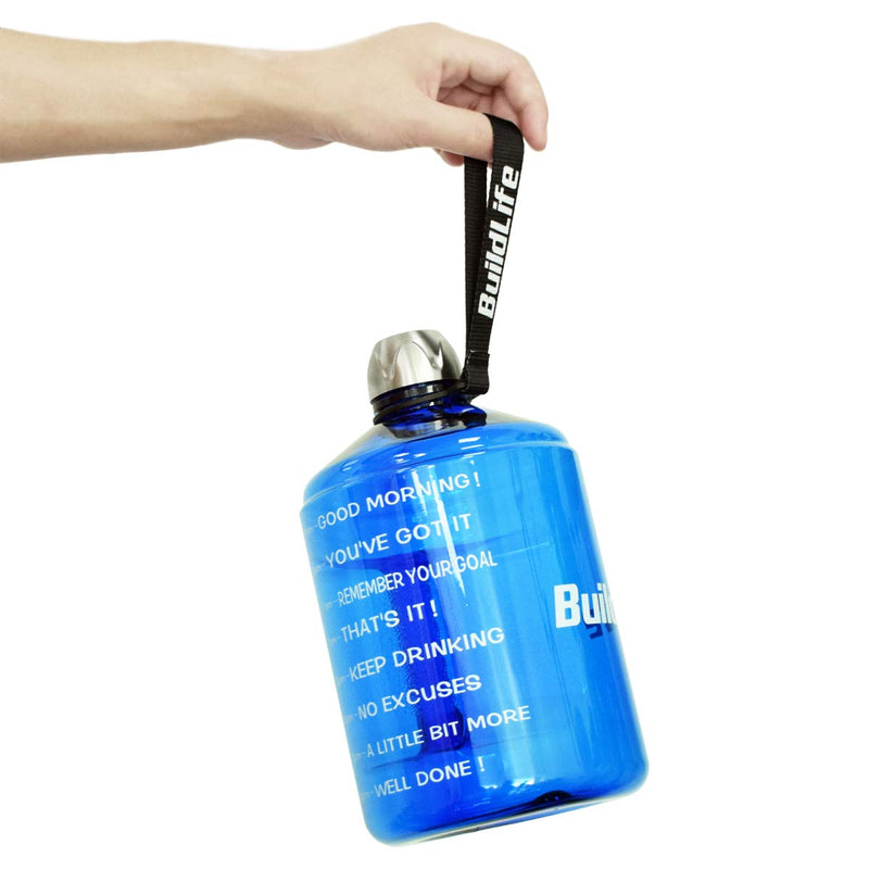 BuildLife 1 Gallon Water Bottle Motivational Fitness Workout with Time Marker/Drink More Daily/Clear BPA-Free/Large 128OZ /73OZ /43OZ Capacity Blue - BeesActive Australia