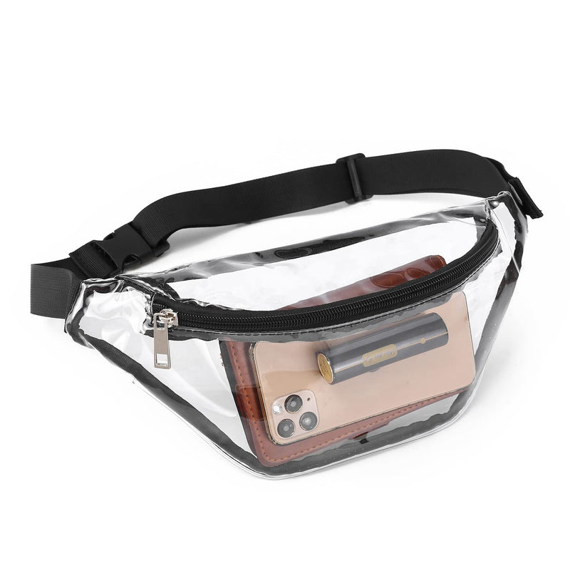 Clear Fanny Pack Stadium Approved Clear Purse Transparent Adjustable Waist Pack Belt Bag for Women Men, Travel, Beach, Festival, Events, Concerts Bag Black - BeesActive Australia