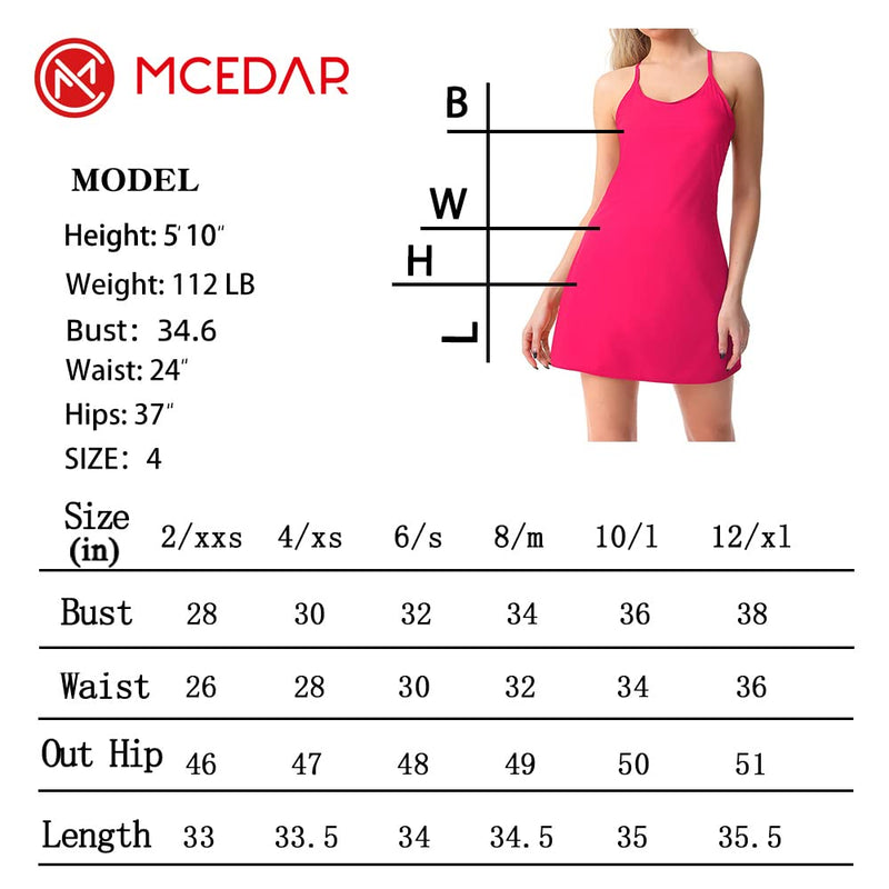MCEDAR Exercise Tennis Dress for Women Athletic Golf Dress Built-in Liner with 2 Pockets Workout Active Sportswear A1hot Pink-adjustable Small - BeesActive Australia