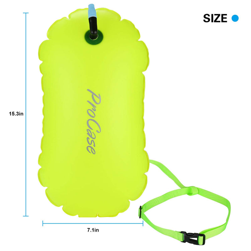 [AUSTRALIA] - ProCase Swim Buoy Float, Swimming Bubble Safety Float with Adjustable Waist Belt for Open Water Swimming, Safe Swim Training, Triathletes, Kayaking, Snorkeling Neon Yellow 