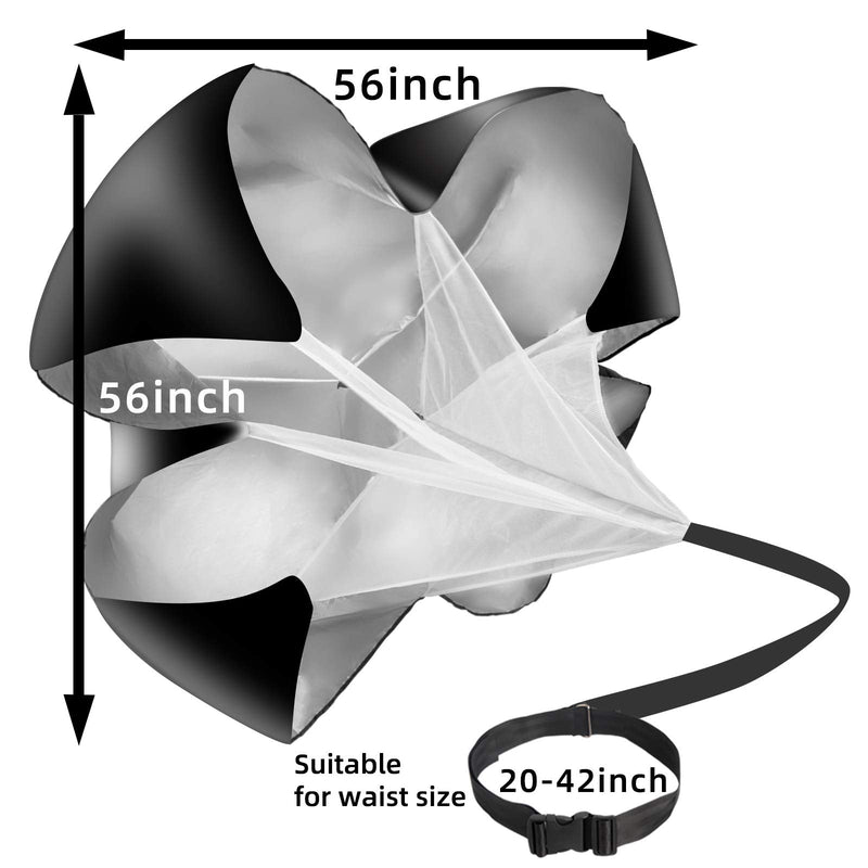Vhxorrz Running Parachute Speed Training Pack of 2 56 Inch Speed Resistance Parachute Speed Chute for Speed Training Football Basketball Training Adults Youth Kids 2 Pack Dark Black - BeesActive Australia