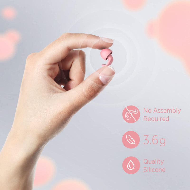 Silicone Ear Plugs for Noise Reduction - Reusable Soft Comfortable Earplugs for Sleeping,Noise Sensitivity & Flights -16 Ear Tips in XS/S/M/L, with 2 Travel Boxes - 33dB Noise Cancelling(Pink) Pink - BeesActive Australia