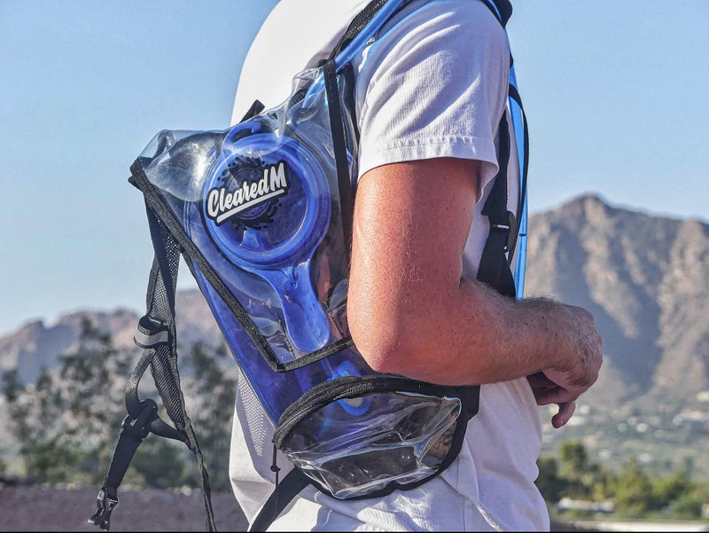 ClearedM Clear Hydration Pack - Clear Backpack with 1.5L Water Bladder Included, Hydropack for Festivals and Raves - BeesActive Australia