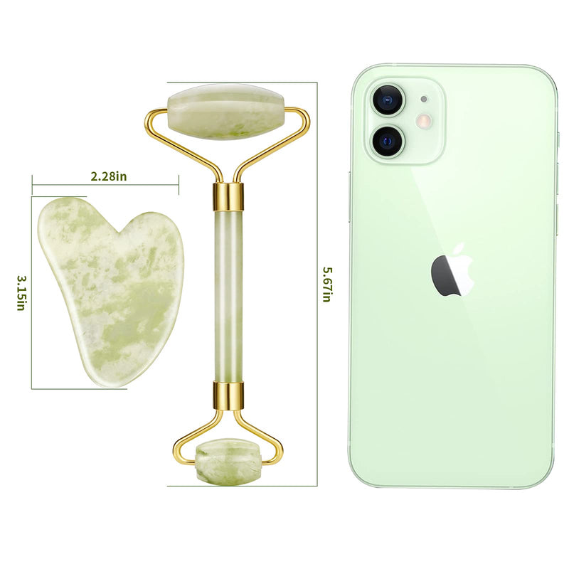 Jade Roller Massage Tool, Anti-Aging Natural Facial Jade Stone Kit, Anti Aging Face Massager Kit for Face, Chin, Double Neck - BeesActive Australia