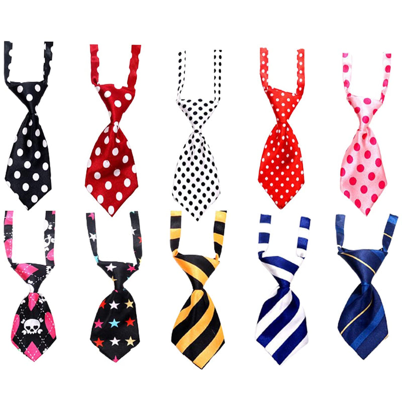 Petunny Dog Ties for Small Dogs,10Pcs Plaid Stripes Polka Dot Dog Neck Bow Tie with Adjustable Small Dog Ties for Grooming Pet Ties Puppy Ties Pet Neck Ties Grooming Accessories(Random Color) - BeesActive Australia